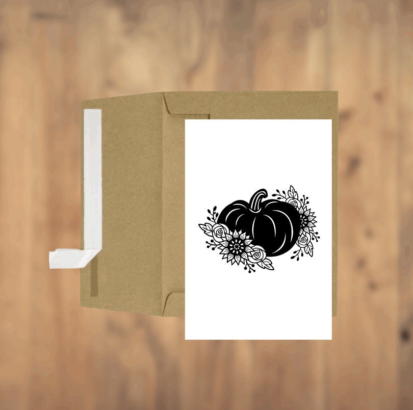 Sunflower Pumpkin Floral Pumpkin Greeting Card Blank Card Holiday Card Fall Card