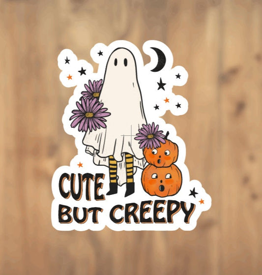 Cute But Creepy, Ghost Sticker, Vinyl Sticker, Laptop Sticker, Halloween Sticker, Spooky Season, Ghost Child, Pumpkin Sticker, Halloween