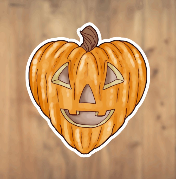 Halloween, Pumpkin Heart, Jack O'Lantern Pumpkin, Spooky Season, Halloween Vibes, Pumpkin Sticker, Vinyl Sticker, Halloween Town, Cartoon