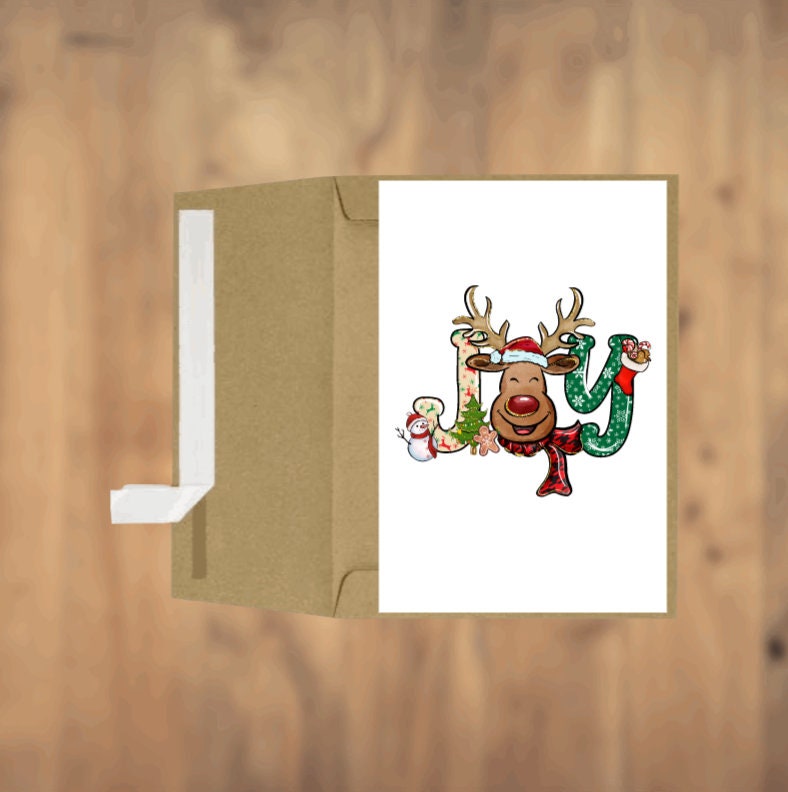 Joy Reindeer Christmas Card Seasonal Card Greeting Card Holiday Card Blank Card