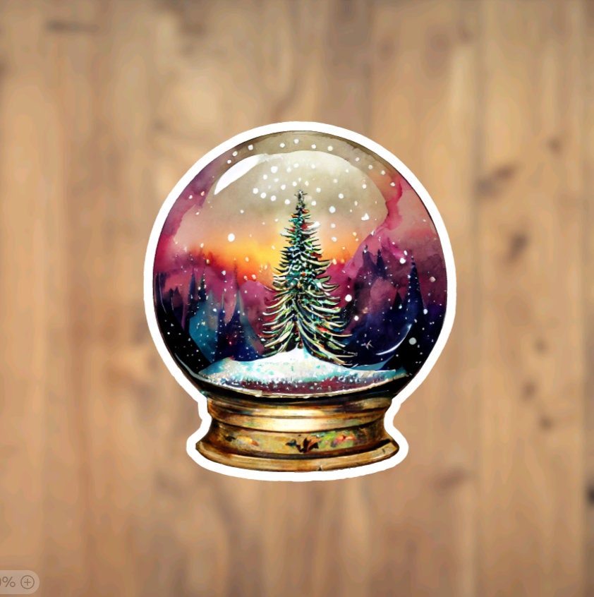 Christmas Tree Snow Globe, Vinyl Sticker, Christmas, Holiday, Collection, Gift, Festive, Laptop, Phone Case, Tumbler