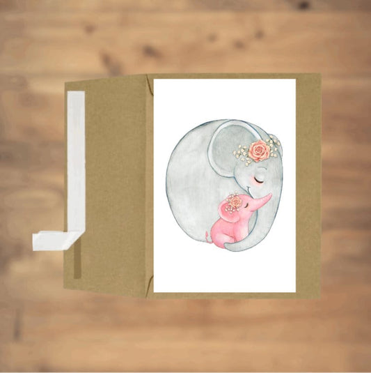 Baby Girl, Elephant, Baby Shower, New Baby, Greeting Card, Welcome Baby, Special Occasion Card