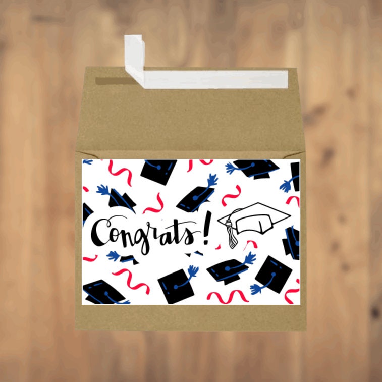 graduation greeting card, congrats, congratulations, graduation cap, 4 by 6, blank, gift, senior, college, school, highschool, friend, child