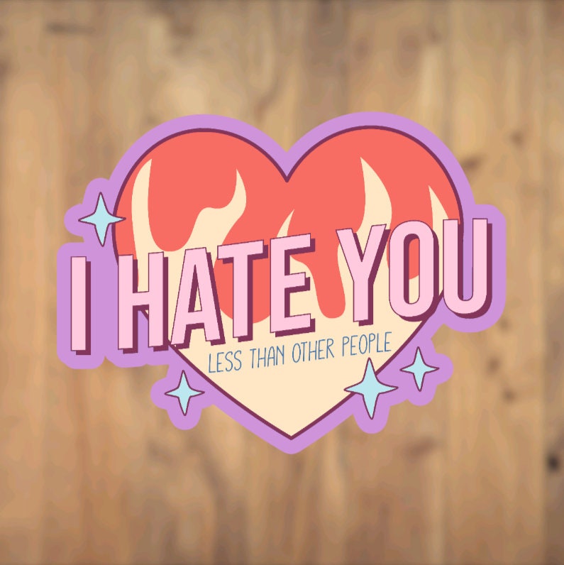 I Hate You Less Than Other People, Flame Heart, Vinyl Sticker, Anti- Valentine's Day, Gift, Laptop, Phone, Tumbler, Relationship