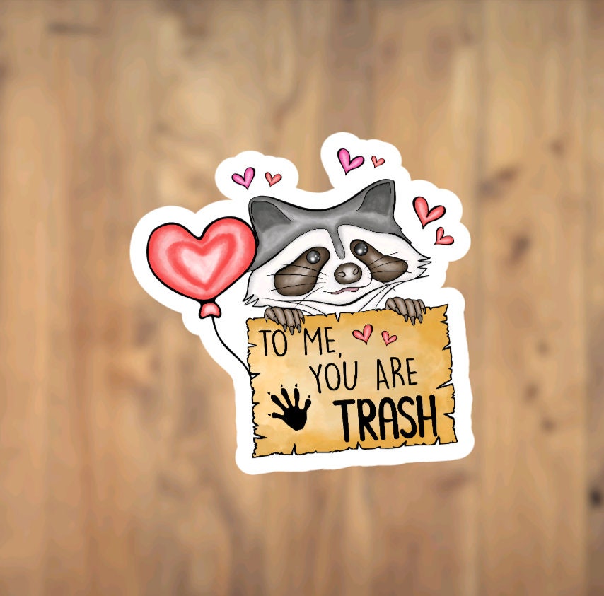 To Me You Are Trash, Trash Panda, Raccoon Vinyl Sticker, Valentine's Day, Gift, Animal Lover, Meme, Funny, For Laptop, For Phone Case, Love