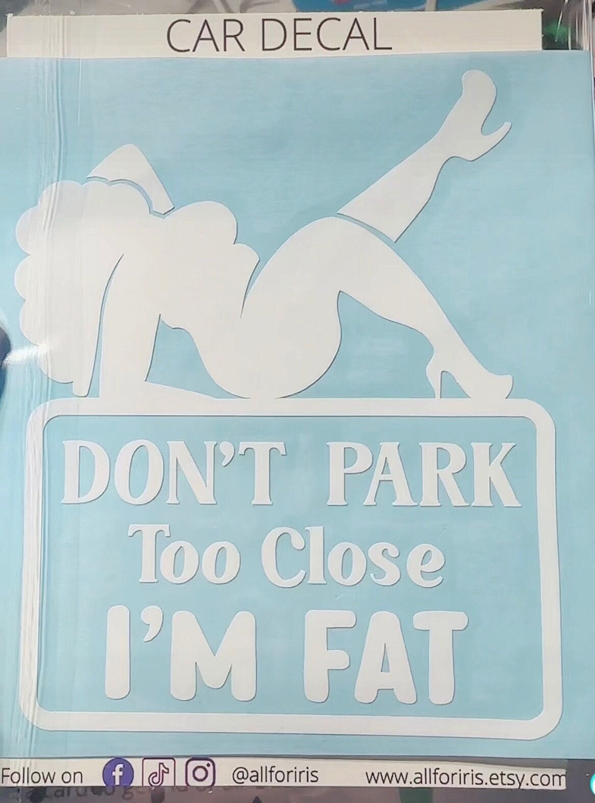 Don’t park too close I’m fat, car decal, vinyl, custom, window, sticker, body positive, funny, silly, vehicle