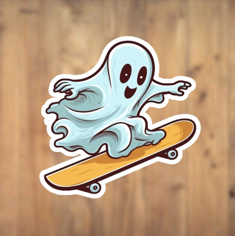 Creep It Real, Skateboarding Ghost, Vinyl Sticker, Halloween, Cute Sticker, October, Laptop, Phone Case, Tumbler