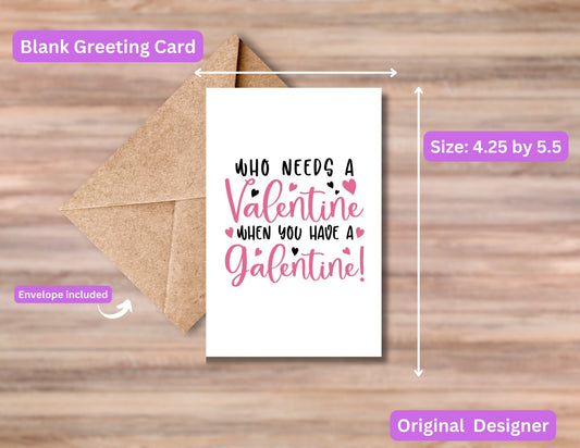 Galentines Day Blank Greeting Card, Anti Valentines Day, Single Club, Gift, For Friends