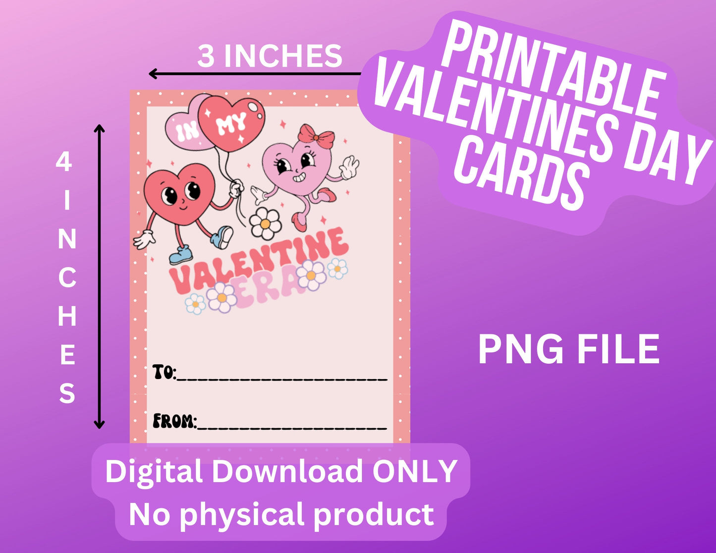 DIGITAL DOWNLOAD ONLY, Printable Valentines Day Cards, For Kids, School, Gift, Valentine Era, Trendy