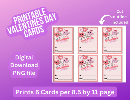 DIGITAL DOWNLOAD ONLY, Printable Valentines Day Cards, For Kids, School, Gift, Valentine Era, Trendy